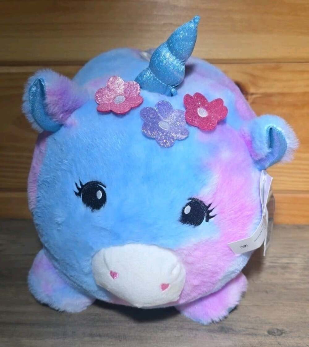 Your Zone Plush Unicorn Piggy Bank Blue & Lavender Large 10" Soft Animal  Bank